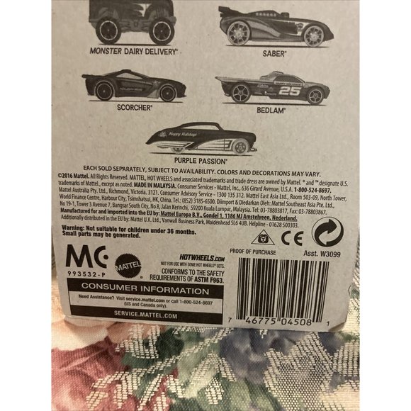 Hot Wheels Purple Passion Happy Holidays 5/5  2016 Rare Diecast Z16 - Picture 4 of 10